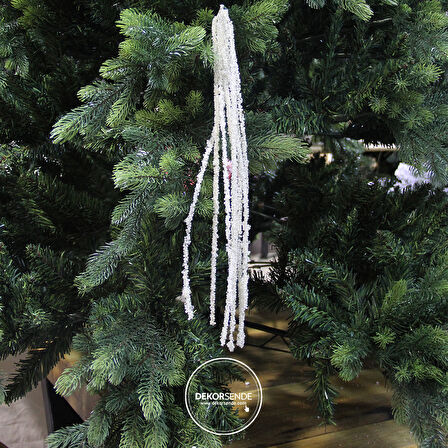 Yılbaşı Süsü Mini İncili Sarkıt Beyaz 110 cm