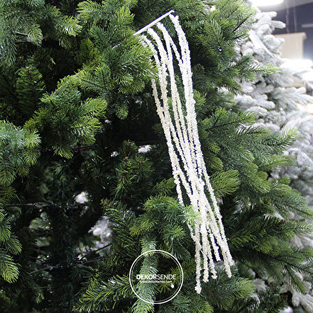 Yılbaşı Süsü Mini İncili Sarkıt Beyaz 110 cm