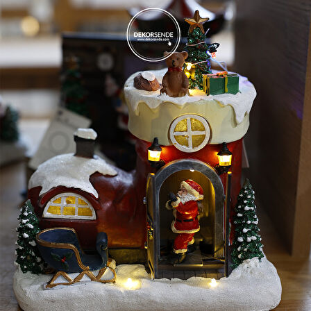 Yılbaşı Süsü Işıklı Ayakkabı Ev Model 22 cm