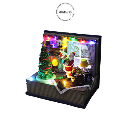 Yılbaşı Temalı Kitap Üzeri Noel Baba Biblo 20 cm