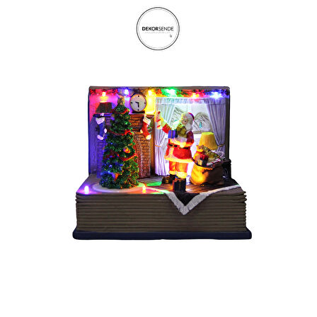 Yılbaşı Temalı Kitap Üzeri Noel Baba Biblo 20 cm