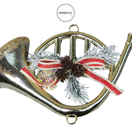 Yılbaşı Süsü Kozalaklı Korno 25 cm
