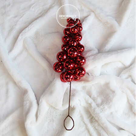Yılbaşı Süsü Disko Toplu Üzüm Sarkıt Kırmızı 45 cm