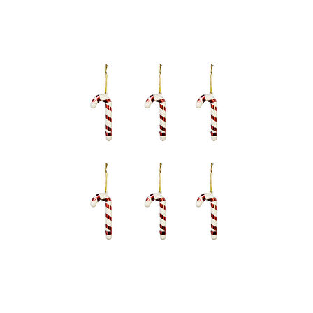 Yılbaşı Süsü 6'lı Mini Baston Kırmızı Beyaz 8 cm