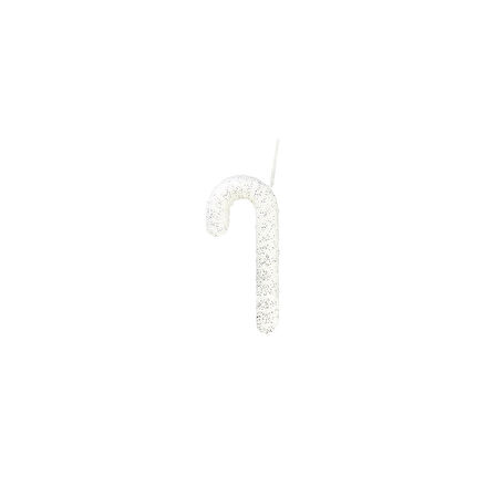 Yılbaşı Süsü Gri Pullu Baston Beyaz 17 cm