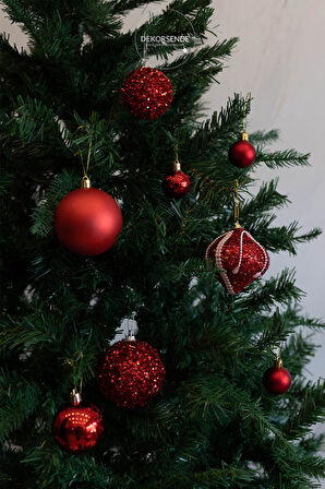 Yılbaşı Süsü 2'li Parıltılı Top Kırmızı 10 cm