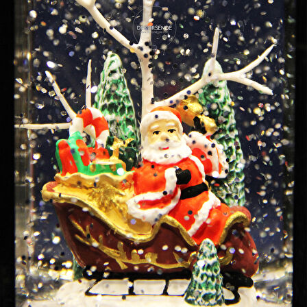 Nostaljik Kar Küresi Müzikli Pilli Işıklı Biblo Antik Eskitme 21 cm