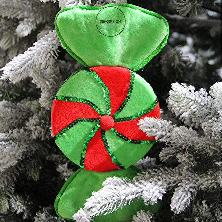 Yılbaşı Süsü Bonbon Şeker Kırmızı Yeşil 35 cm