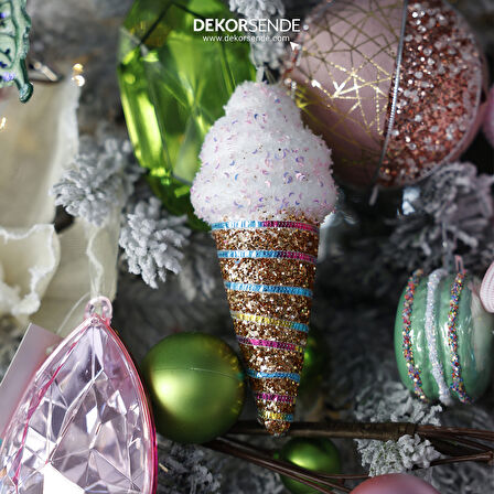 Yılbaşı Süsü Pullu Dondurma Renkli 17 cm