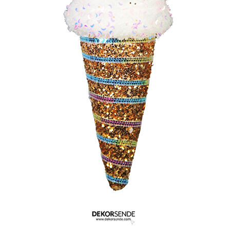 Yılbaşı Süsü Pullu Dondurma Renkli 17 cm