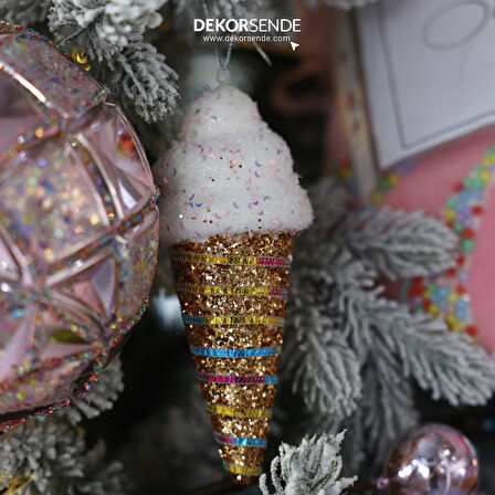 Yılbaşı Süsü Pullu Dondurma Renkli 17 cm