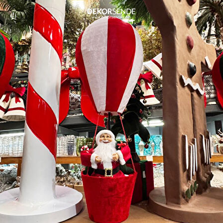 Yılbaşı Süsü Kadife Balonda Noel Baba Kırmızı Beyaz 110 cm