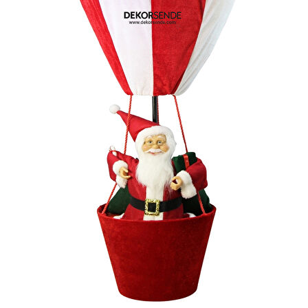 Yılbaşı Süsü Kadife Balonda Noel Baba Kırmızı Beyaz 110 cm
