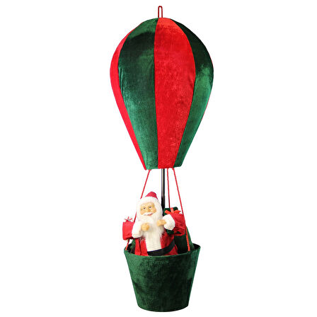 Yılbaşı Süsü Balonda Noel Baba Yeşil Kırmızı 110 cm