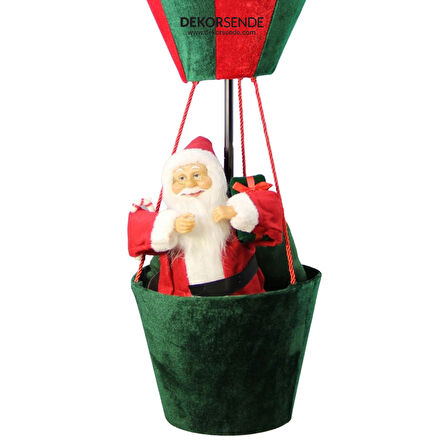 Yılbaşı Süsü Balonda Noel Baba Yeşil Kırmızı 110 cm