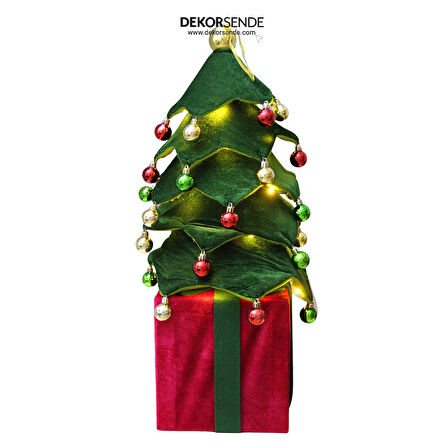 Yılbaşı Dekoru Kadife Işıklı Yılbaşı Ağacı 90 cm