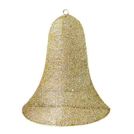 Yılbaşı Süsü Simli Tek Yön Tel Yarım Çan Altın 50 cm