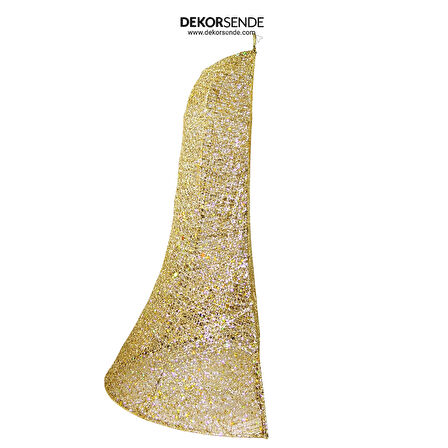 Yılbaşı Süsü Simli Tek Yön Tel Yarım Çan Altın 50 cm