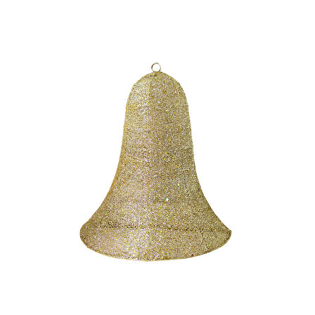 Yılbaşı Süsü Simli Tek Yön Tel Yarım Çan Altın 30 cm