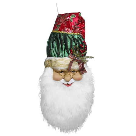 Yılbaşı Süsü Şapkalı Noel Baba Kafa Kapı Süsü Yeşil Kırmızı 90 cm