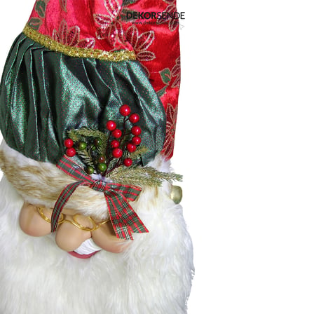Yılbaşı Süsü Şapkalı Noel Baba Kafa Kapı Süsü Yeşil Kırmızı 90 cm