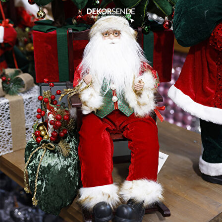 Yılbaşı Süsü Sandalyeli Noel Baba 50x35 cm