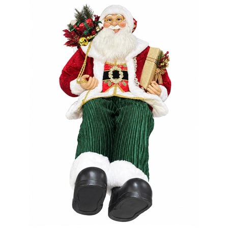 Yılbaşı Noel Baba Payetli Oturan Kırmızı 150 cm