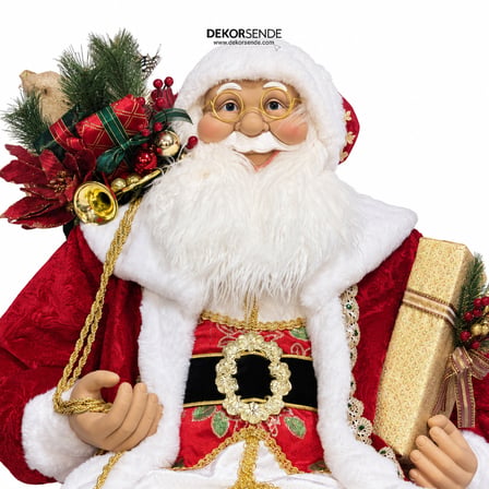 Yılbaşı Noel Baba Payetli Oturan Kırmızı 150 cm