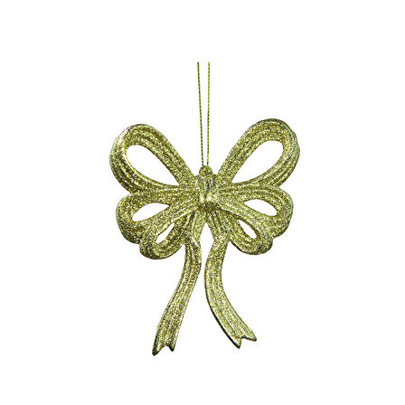 Yılbaşı Süsü Simli Kurdele Altın Gold 16 cm