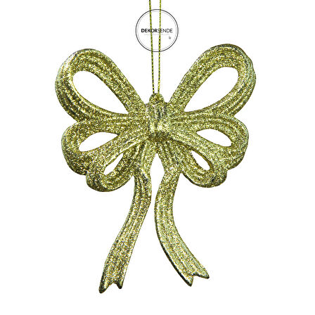 Yılbaşı Süsü Simli Kurdele Altın Gold 16 cm