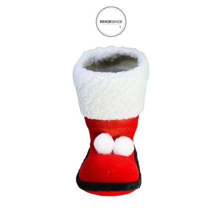 Yılbaşı Ağaç Süsü Bot Peluşlu Kırmızı 15 cm