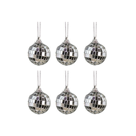 Yılbaşı Süsü Disko Topu Gümüş 6'lı 4 cm