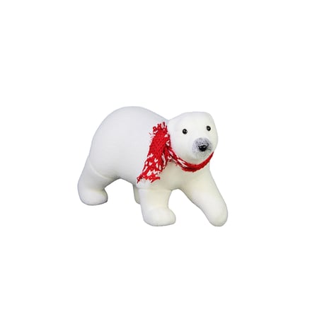 Yılbaşı Figürü Ayı Kırmızı Atkılı Beyaz 35 cm