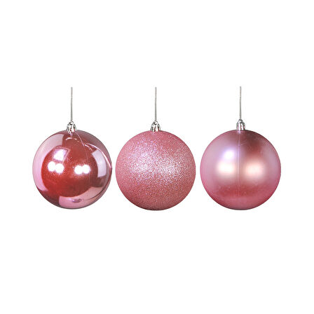 Yılbaşı Süsü 3'lü Top Pembe 10 cm