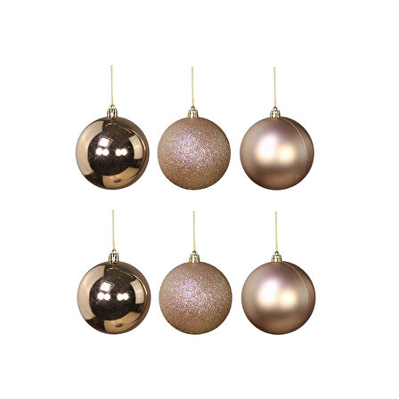 Yılbaşı Süsü 6'lı Top Bronz 8 cm