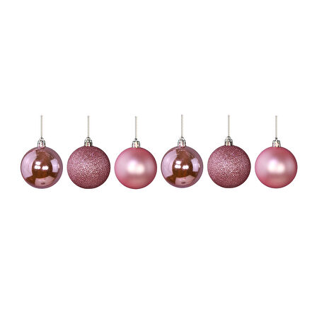 Yılbaşı Süsü 6'lı Top Pembe 6 cm