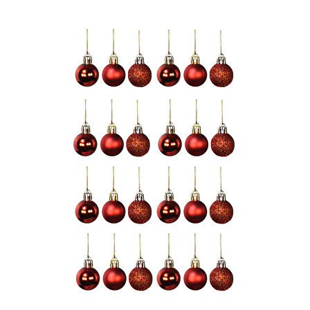 Yılbaşı Süsü 24'lü Top Kırmızı 3 cm