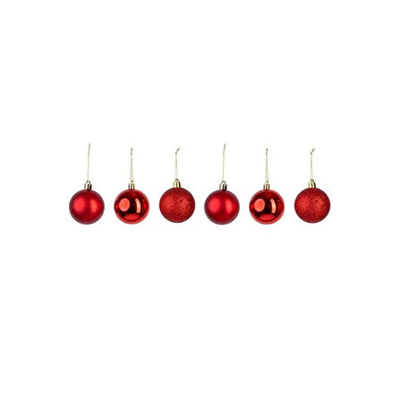 Yılbaşı Süsü 6'lı Top Kırmızı 4 cm