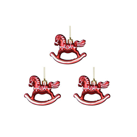 Yılbaşı Süsü 3'lü Atlı Karınca Kırmızı 6 cm