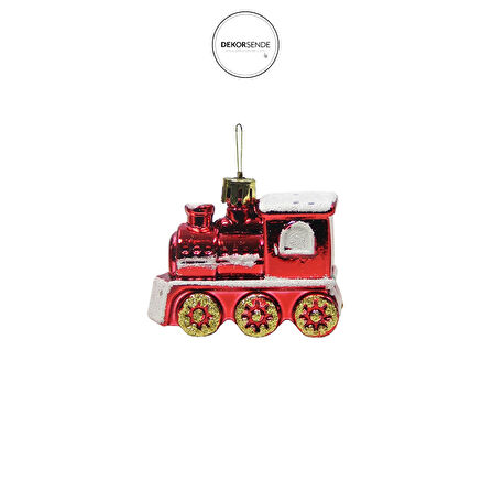 Yılbaşı Süsü 3'lü Tren Ev Kırmızı 6 cm