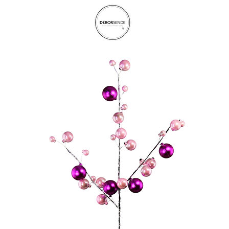Yılbaşı Süsü Top Dal Pembe Fuşya 55 cm
