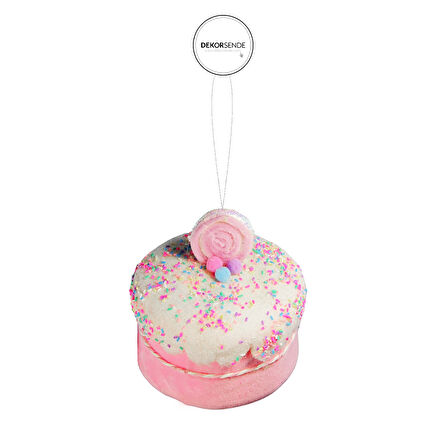 Yılbaşı Süsü Şekerlemeli Pasta Pembe 15 cm