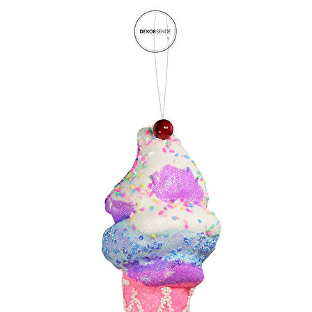 Yılbaşı Süsü Dondurma Mavi Pembe 22 cm