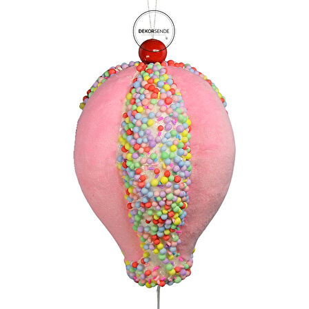 Yılbaşı Süsü Şekerlemeli Hava Balonu Pembe 30 cm