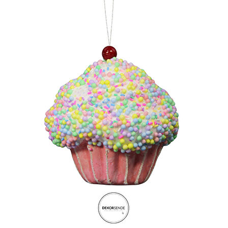 Yılbaşı Süsü Cupcake Pembe 15 cm