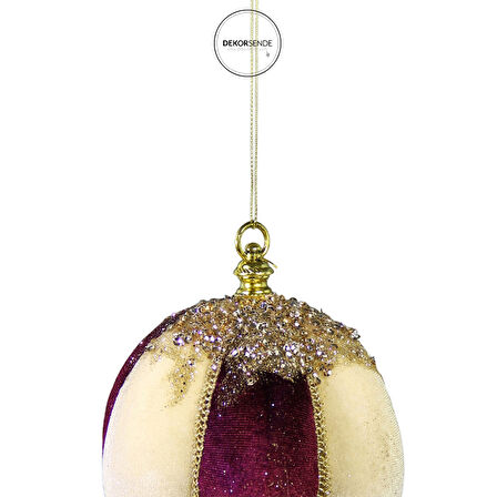 Yılbaşı Süsü Kadife Zeplin Bordo Krem 30 cm