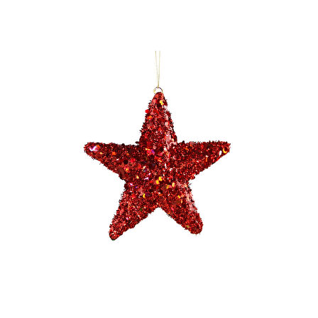 Yılbaşı Süsü Pullu Yıldız Kırmızı 15 cm