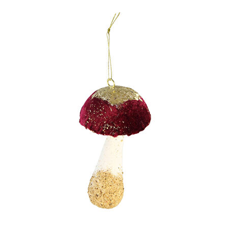 Yılbaşı Süsü Kadife Mantar Bordo 14 cm