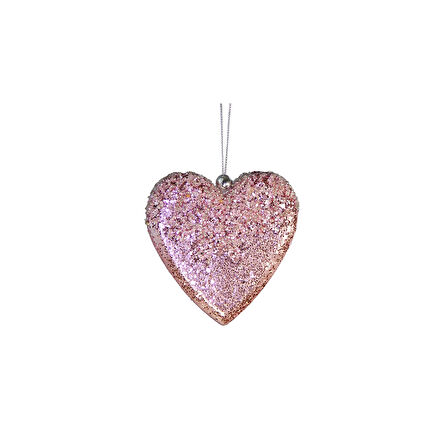 Yılbaşı Süsü Pullu Kalp Pembe 10 cm