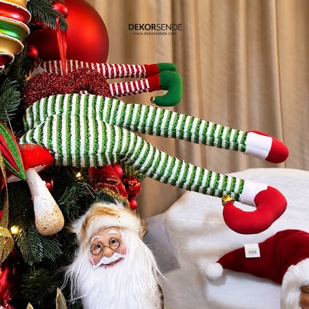 Yılbaşı Süsü Elf Bacakları Yeşil Beyaz 50 cm